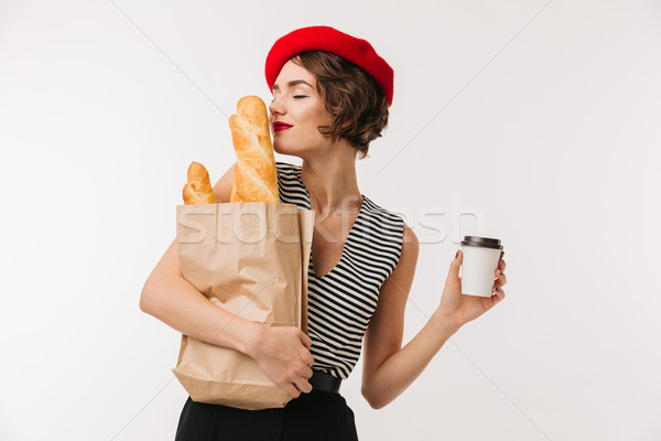 Portrait jolie femme béret longtemps [[stock_photo]] © deandrobot