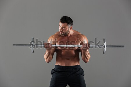 [[stock_photo]]: Musculaire · homme · barbell · noir · corps