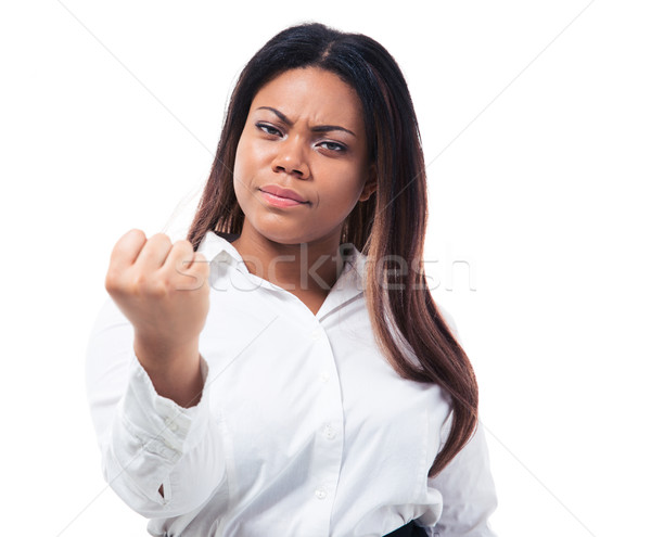 Stock photo: African businesswoman showing fist
