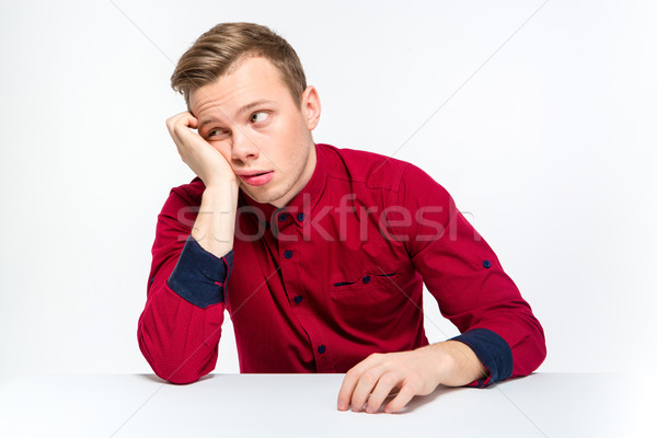 Foto stock: Entediado · cansado · jovem · masculino · sessão