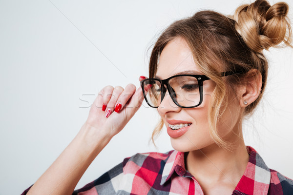 Image beauté modèle shirt lunettes [[stock_photo]] © deandrobot