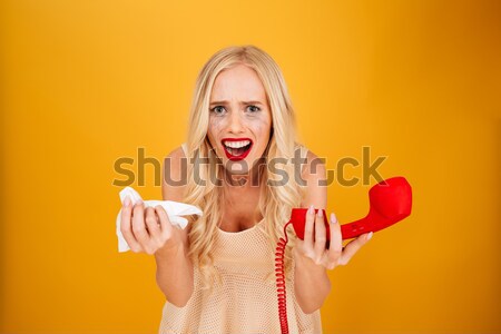 Közelkép portré csinos lány fürdőruha eszik Stock fotó © deandrobot