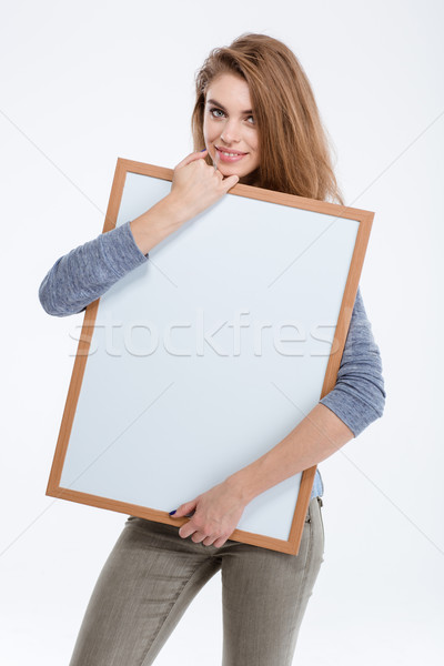 Femme bord portrait heureux isolé [[stock_photo]] © deandrobot