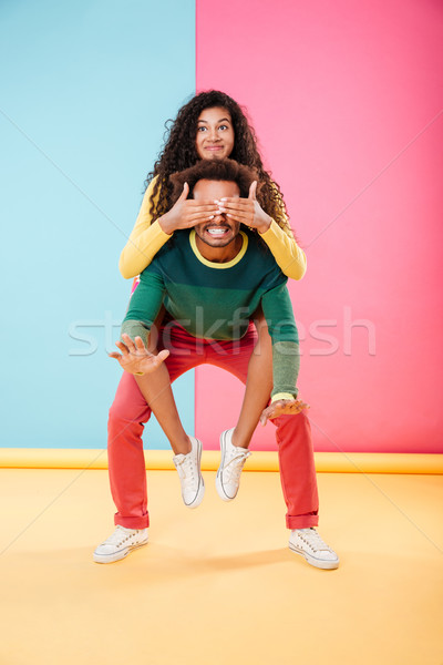Stockfoto: Grappig · vrolijk · afro-amerikaanse · samen · vrouw