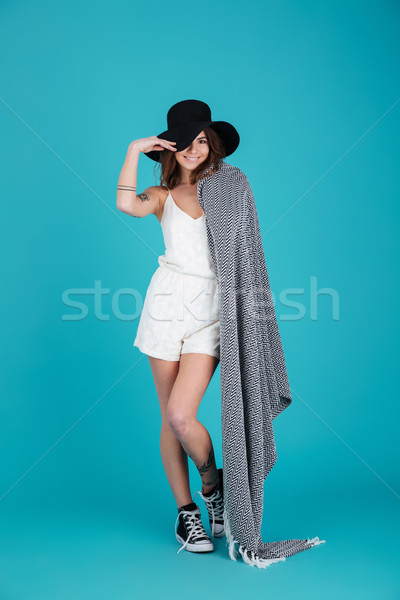 Sorridere estate ragazza indossare Hat coperta Foto d'archivio © deandrobot