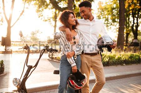 Stockfoto: Zorgeloos · afrikaanse · paar · moderne · motor