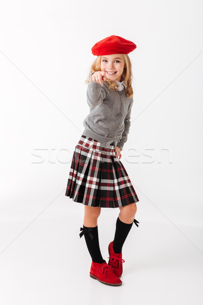 Portret zâmbitor scolarita uniforma Imagine de stoc © deandrobot