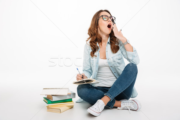 Stockfoto: Moe · jonge · vrouw · student · afbeelding · vergadering