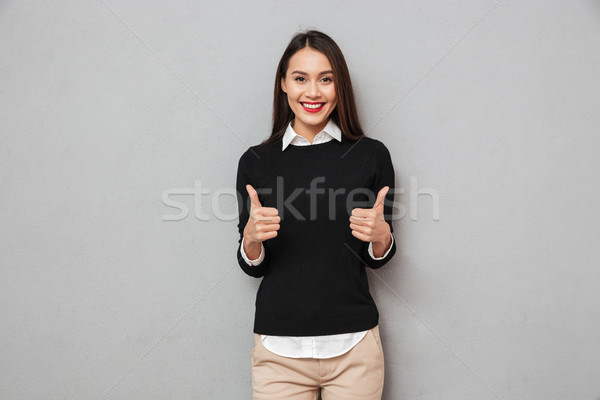 Feliz asiático mulher de negócios negócio roupa Foto stock © deandrobot
