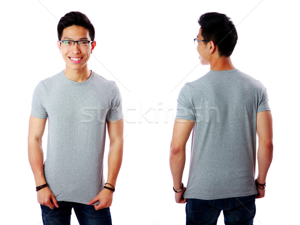 Stock photo: Front and rear view of Asian man isolated on white background