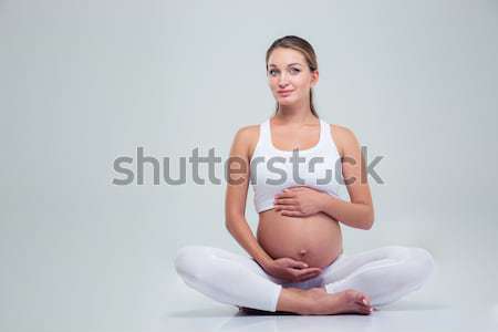 肖像 美しい 妊婦 立って 孤立した 白 ストックフォト © deandrobot