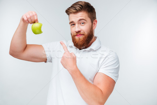 Foto stock: Retrato · homem · bonito · bíceps · casual · jovem