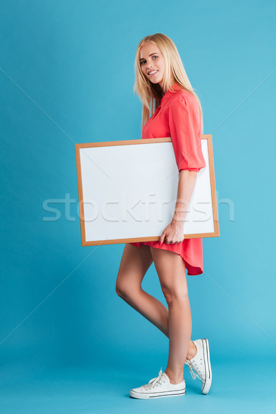 Foto stock: Retrato · mujer · sonriente · bordo · sonriendo