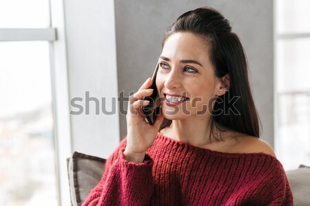 Retrato mujer sonriente aislado blanco mujer Foto stock © deandrobot
