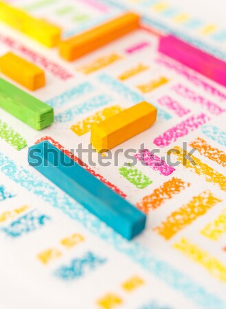 Cropped photo of pastels chalks on colorful background Stock photo © deandrobot