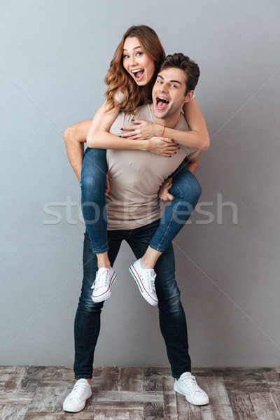 Foto stock: Retrato · feliz · hombre · compañera