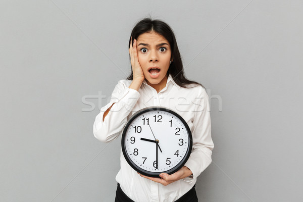 Portrait of a shocked young businesswoman Stock photo © deandrobot