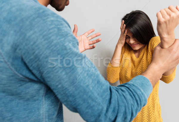 Homem para cima esposa mão isolado Foto stock © deandrobot