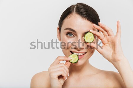 Beauty portrait of a pretty young half naked woman Stock photo © deandrobot