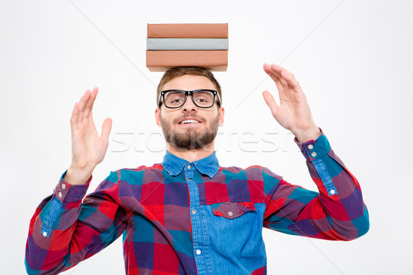 Glücklich amüsant Mann Gläser Pfund Kopf Stock foto © deandrobot