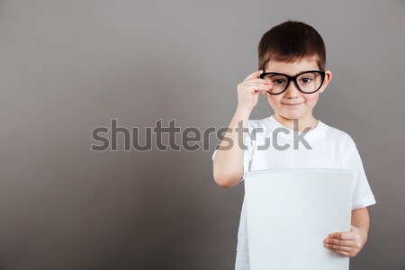 Cute weinig jongen bril witte Stockfoto © deandrobot