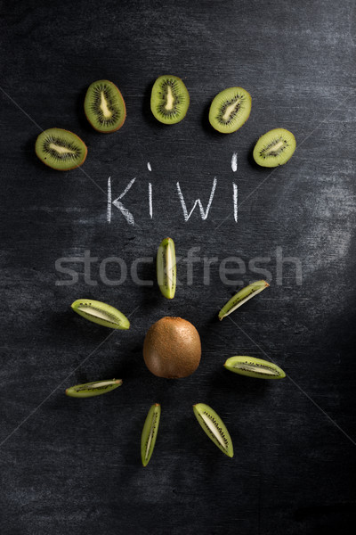 Foto stock: Kiwi · oscuro · pizarra · superior · vista · imagen
