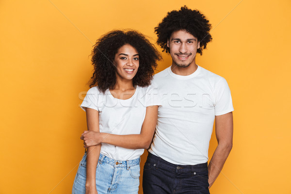 Stockfoto: Portret · glimlachend · jonge · afro · amerikaanse · paar