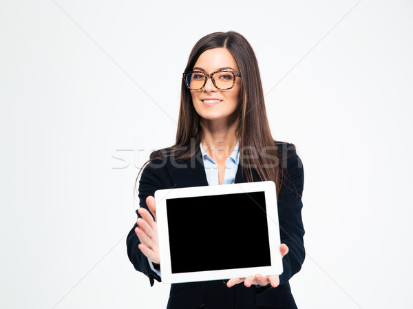 Mujer de negocios Screen feliz gafas Foto stock © deandrobot