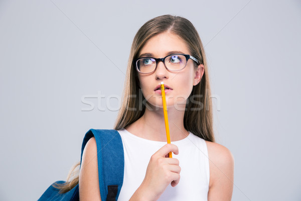 портрет задумчивый женщины подростку карандашом Сток-фото © deandrobot