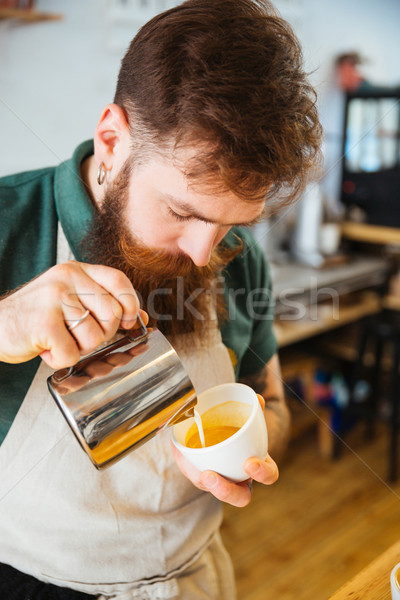 Бариста молоко Кубок кофе кофейня Сток-фото © deandrobot