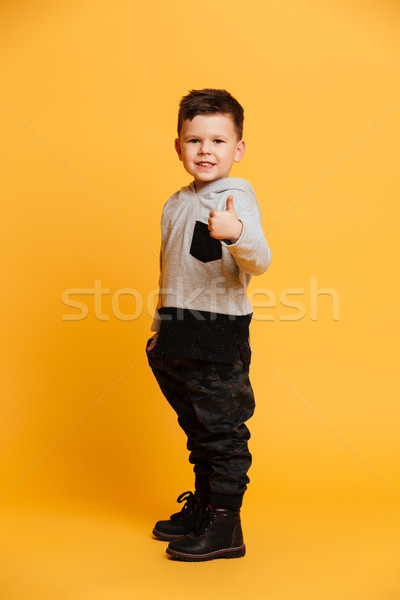 Cheerful cute little boy child showing thumbs up. Stock photo © deandrobot