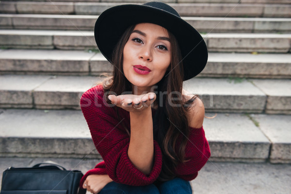 Stok fotoğraf: Portre · çekici · Asya · kadın · şapka