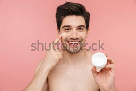 Beauty portrait of half naked handsome young man Stock photo © deandrobot