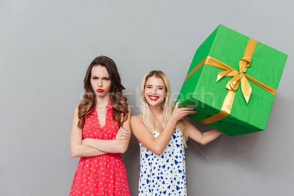 Mujer regalo uno una mujer pie sonriendo Foto stock © deandrobot