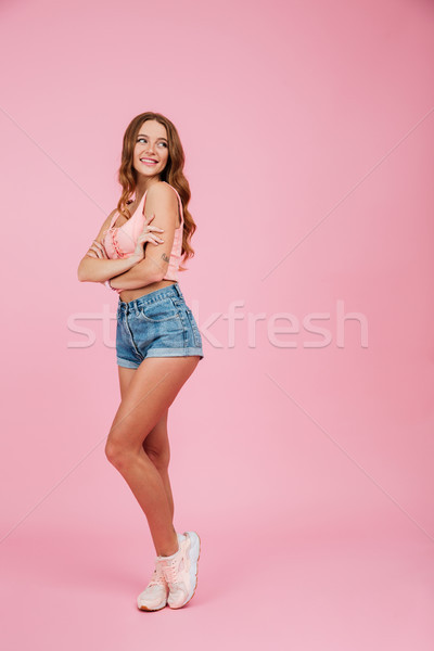 Stockfoto: Portret · vrouw · zomer · kleding · poseren