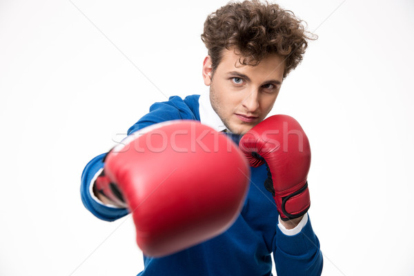 Business man boxing with red gloves Stock photo © deandrobot