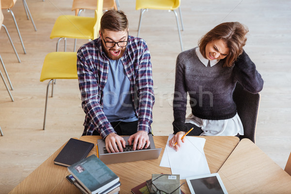 Zdjęcia stock: Grupy · studentów · pracy · projektu · wraz · górę