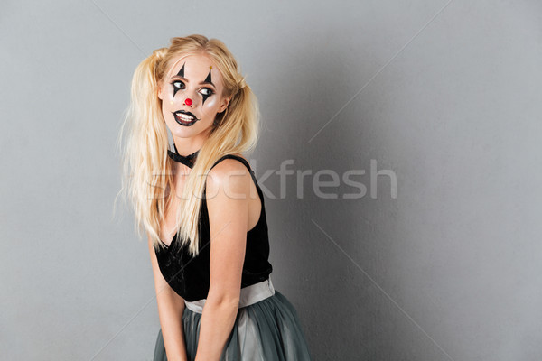 Portret mooie blonde vrouw halloween clown make Stockfoto © deandrobot