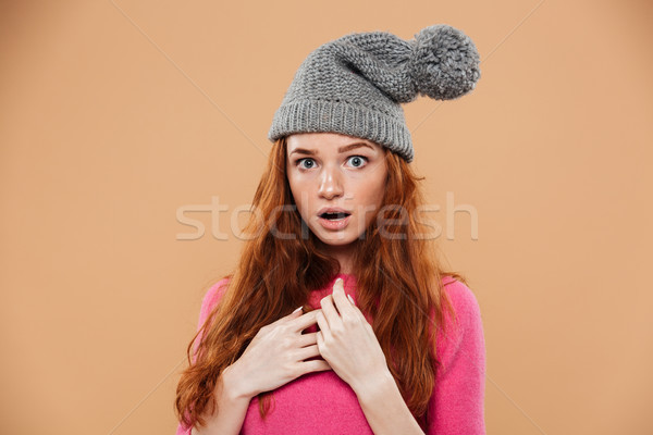 Zdjęcia stock: Portret · zdziwiony · dość · dziewczyna · zimą