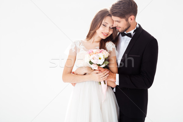 Retrato sonriendo recién casados boda Pareja Foto stock © deandrobot