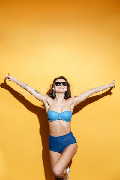 Glücklich Badebekleidung isoliert Bild gelb Stock foto © deandrobot