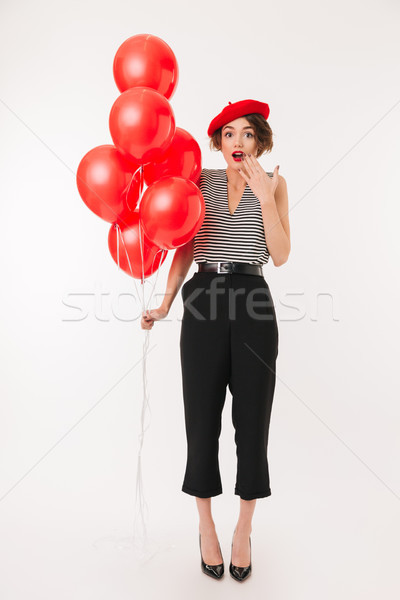 Portrait femme rouge béret [[stock_photo]] © deandrobot