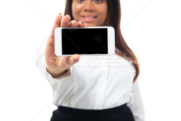 ストックフォト: アフリカ · 女性実業家 · スマートフォン · 画面 · アフロ
