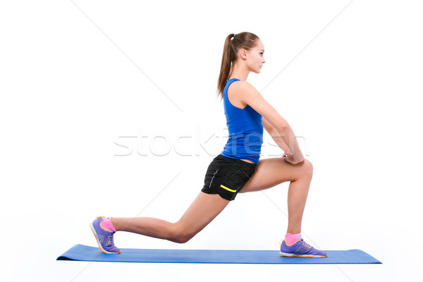Sport vrouw warm omhoog portret yogamat Stockfoto © deandrobot