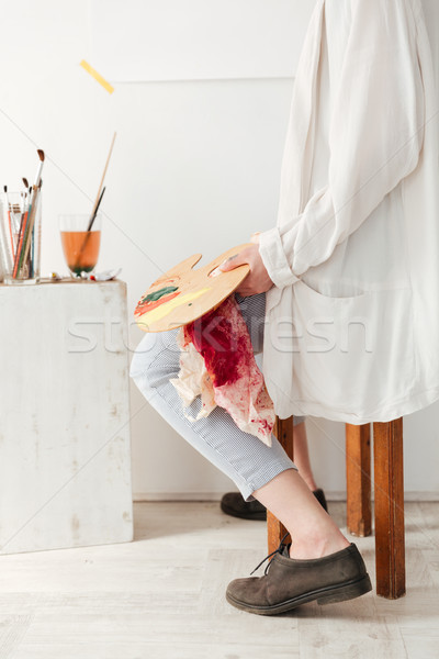 Stock photo: Cropped picture of young caucasian lady painter