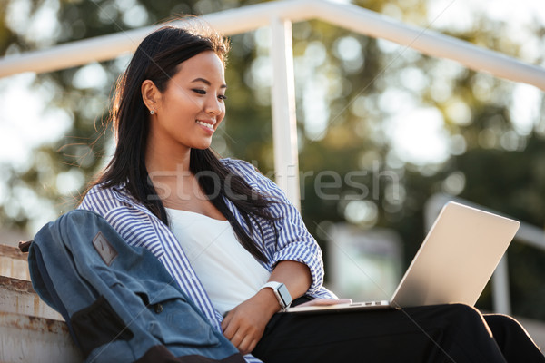 Portrait of a cheerful pretty asian female student Stock photo © deandrobot