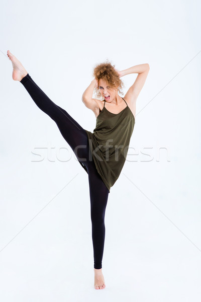 Portré fiatal izgatott női ballerina pózol Stock fotó © deandrobot