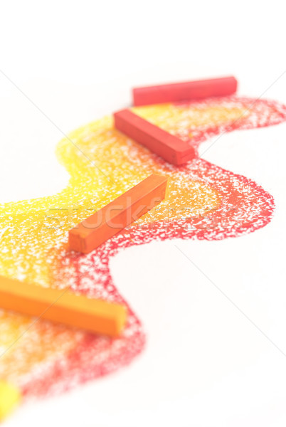 Close up of gradient made of pastel crayon chalks over the color Stock photo © deandrobot