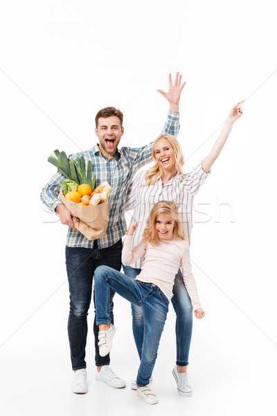 Stockfoto: Portret · opgewonden · familie · papier