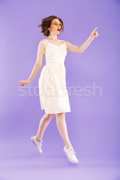 Tam uzunlukta portre genç kadın yaz elbise Stok fotoğraf © deandrobot